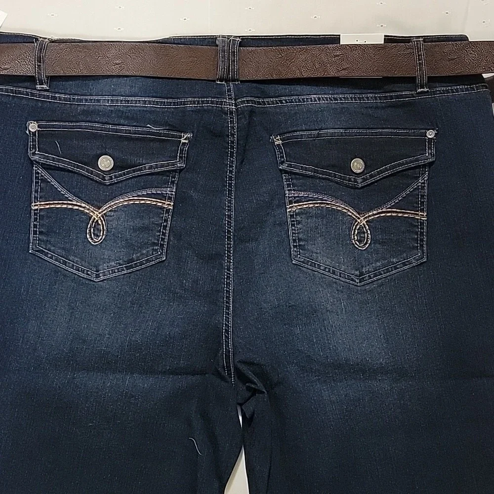 Wallflower Legendary‎ Fit Slim Bootcut Jeans Size 24 Evan Dark Wash Belted NWT